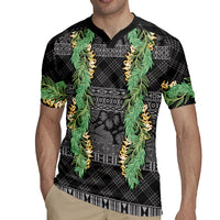 Hawai'i Paniolo Maile Twisted Lei Rugby Jersey Obsidian Black LT7 - Polynesian Pride