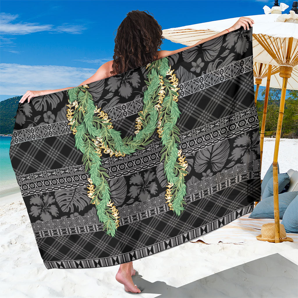 Hawai'i Paniolo Maile Twisted Lei Sarong Obsidian Black LT7 One Size 44 x 66 inches Black - Polynesian Pride