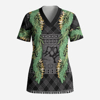 Hawai'i Paniolo Maile Twisted Lei Scrub Top Obsidian Black LT7 Adult Black - Polynesian Pride