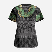 Hawai'i Paniolo Maile Twisted Lei Scrub Top Obsidian Black LT7 - Polynesian Pride