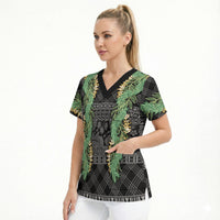 Hawai'i Paniolo Maile Twisted Lei Scrub Top Obsidian Black LT7 - Polynesian Pride
