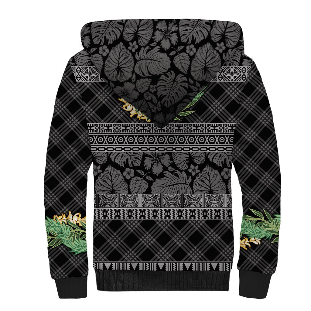 Hawai'i Paniolo Maile Twisted Lei Sherpa Hoodie Obsidian Black LT7 - Polynesian Pride