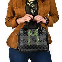 Hawai'i Paniolo Maile Twisted Lei Shoulder Handbag Obsidian Black LT7 - Polynesian Pride