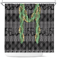 Hawai'i Paniolo Maile Twisted Lei Shower Curtain Obsidian Black LT7 Black - Polynesian Pride