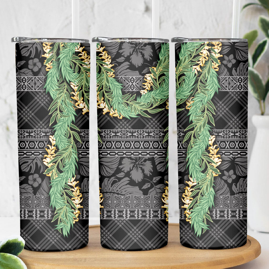 Hawai'i Paniolo Maile Twisted Lei Skinny Tumbler Obsidian Black LT7 - Polynesian Pride