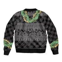 Hawai'i Paniolo Maile Twisted Lei Sleeve Zip Bomber Jacket Obsidian Black LT7 - Polynesian Pride