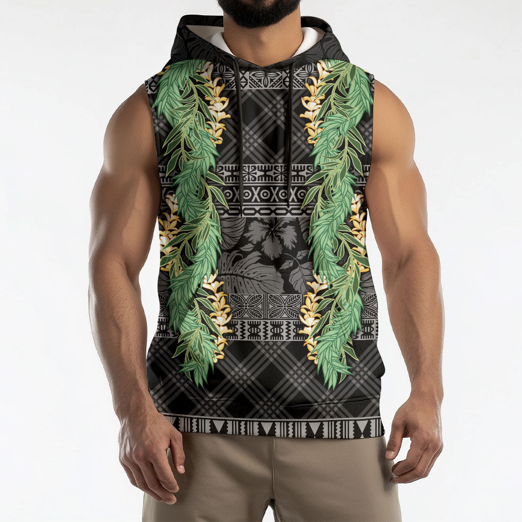 Hawai'i Paniolo Maile Twisted Lei Sleeveless Hoodie Obsidian Black LT7 - Polynesian Pride
