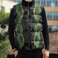 Hawai'i Paniolo Maile Twisted Lei Sleeveless Puffer Jacket Obsidian Black LT7 - Polynesian Pride