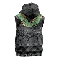 Hawai'i Paniolo Maile Twisted Lei Sleeveless Zip Hoodie Obsidian Black LT7 - Polynesian Pride