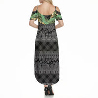 Hawai'i Paniolo Maile Twisted Lei Summer Maxi Dress Obsidian Black LT7 - Polynesian Pride