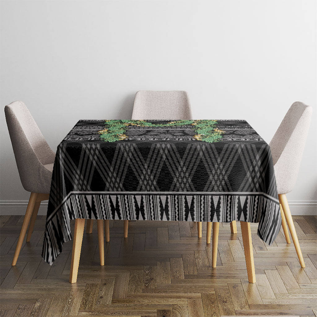 Hawai'i Paniolo Maile Twisted Lei Tablecloth Obsidian Black LT7 - Polynesian Pride
