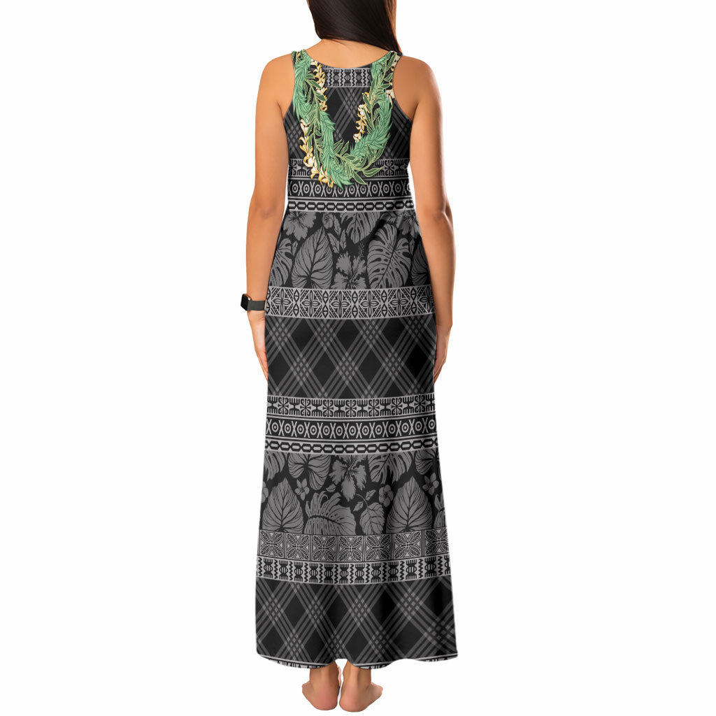 Hawai'i Paniolo Maile Twisted Lei Tank Maxi Dress Obsidian Black LT7 - Polynesian Pride