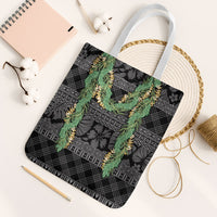 Hawai'i Paniolo Maile Twisted Lei Tote Bag Obsidian Black LT7 White Strap One Size Black - Polynesian Pride