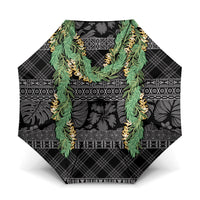 Hawai'i Paniolo Maile Twisted Lei Umbrella Obsidian Black LT7 One Size Folded 11.42 inch Opened Diameter 37.4 inch Black - Polynesian Pride