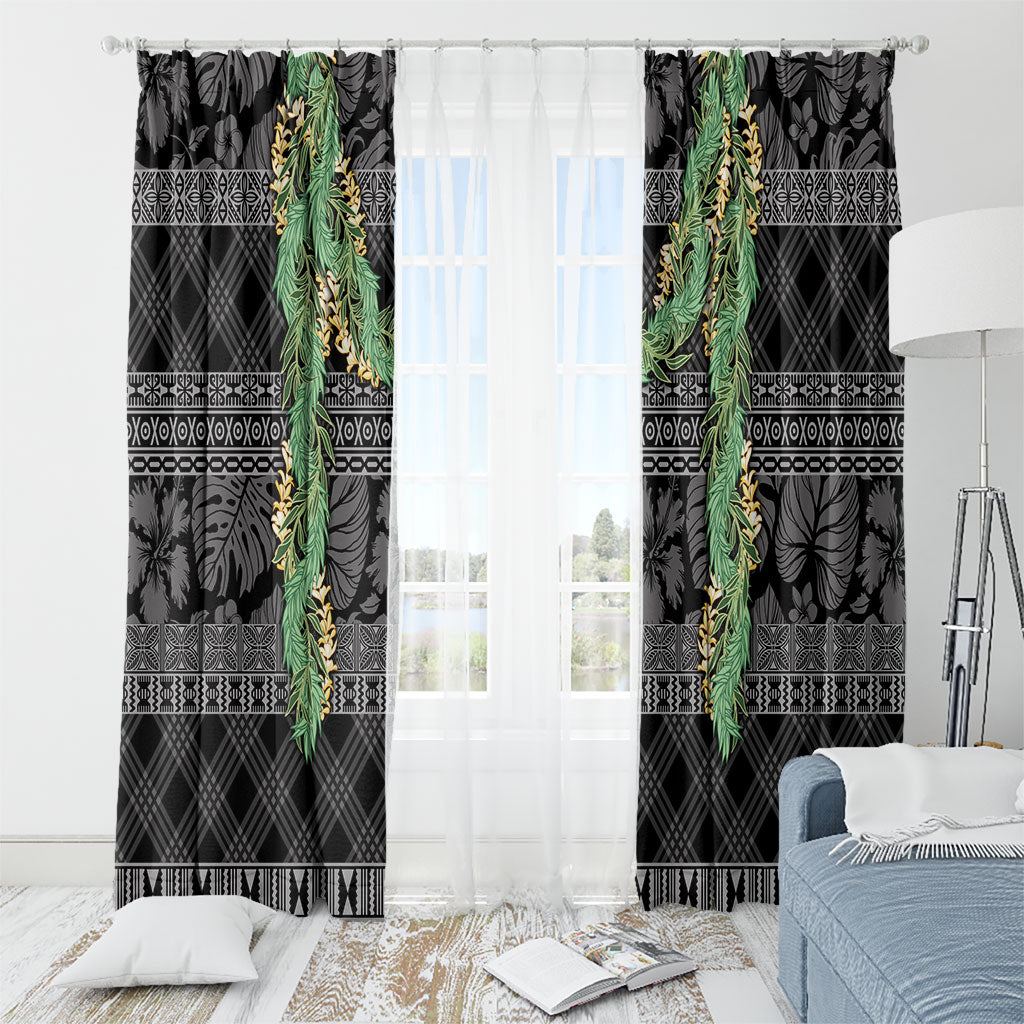 Hawai'i Paniolo Maile Twisted Lei Window Curtain Obsidian Black LT7 - Polynesian Pride