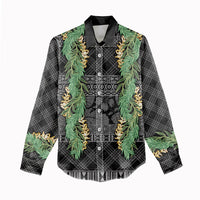 Hawai'i Paniolo Maile Twisted Lei Women Casual Shirt Obsidian Black LT7 - Polynesian Pride