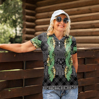 Hawai'i Paniolo Maile Twisted Lei Women Polo Shirt Obsidian Black LT7 - Polynesian Pride