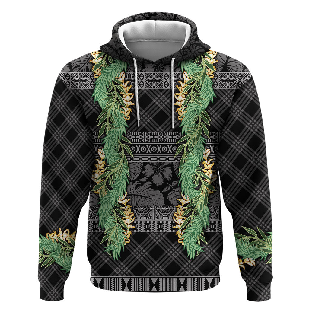 Hawai'i Paniolo Maile Twisted Lei Zip Hoodie Obsidian Black LT7 Pullover Hoodie Black - Polynesian Pride