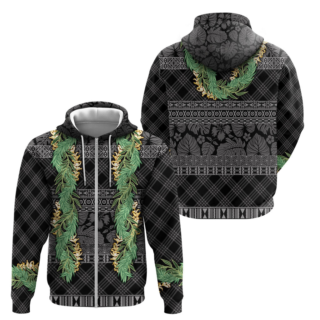 Hawai'i Paniolo Maile Twisted Lei Zip Hoodie Obsidian Black LT7 - Polynesian Pride