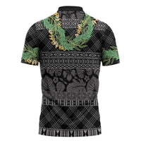 Hawai'i Paniolo Maile Twisted Lei Zipper Polo Shirt Obsidian Black LT7 - Polynesian Pride