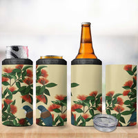 New Zealand Christmas 4 in 1 Can Cooler Tumbler Romantic Tui Birds on Pohutukawa - Ivory - Polynesian Pride