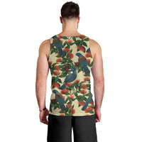 New Zealand Christmas Men Tank Top Romantic Tui Birds on Pohutukawa - Ivory - Polynesian Pride