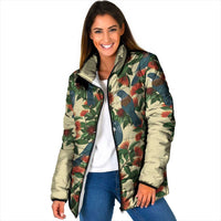 New Zealand Christmas Padded Jacket Romantic Tui Birds on Pohutukawa - Ivory - Polynesian Pride