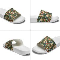 New Zealand Christmas Slide Sandals Romantic Tui Birds on Pohutukawa - Ivory - Polynesian Pride