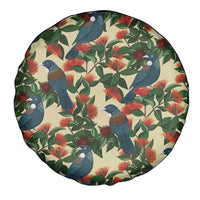 New Zealand Christmas Spare Tire Cover Romantic Tui Birds on Pohutukawa - Ivory - Polynesian Pride