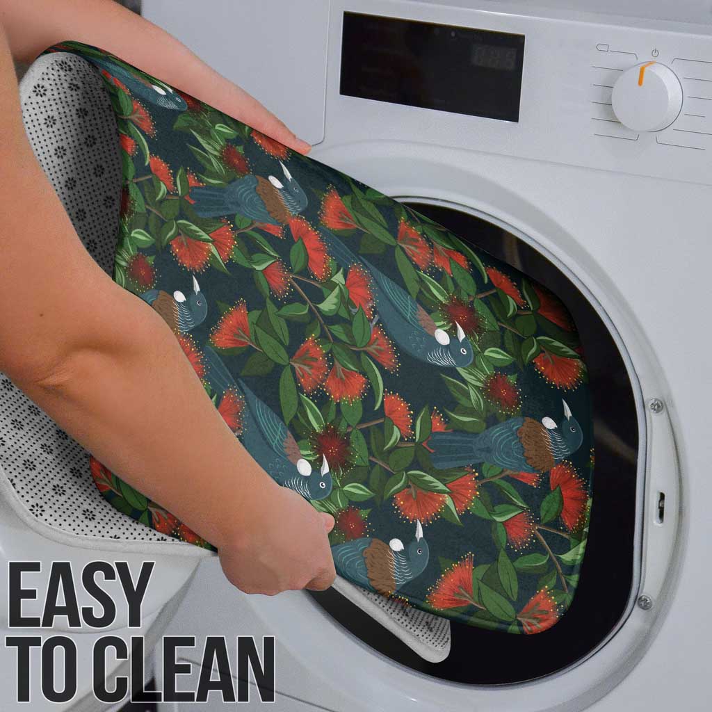 New Zealand Christmas Bathroom Set Romantic Tui Birds on Pohutukawa - Cobalt - Polynesian Pride