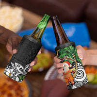 Polynesian 4 in 1 Can Cooler Tumbler Tropical Santa - Plumeria Black Vintage