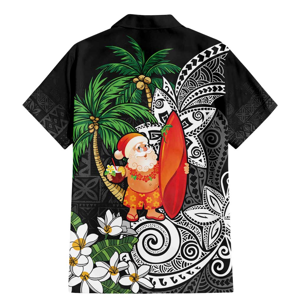 Polynesian Family Matching Mermaid Dress and Hawaiian Shirt Tropical Santa - Plumeria Black Vintage