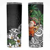 Polynesian Skinny Tumbler Tropical Santa - Plumeria Black Vintage LT7 Black - Polynesian Pride