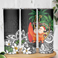 Polynesian Skinny Tumbler Tropical Santa - Plumeria Black Vintage LT7 - Polynesian Pride