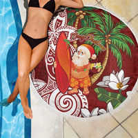 Polynesian Beach Blanket Tropical Santa - Plumeria Red Vintage