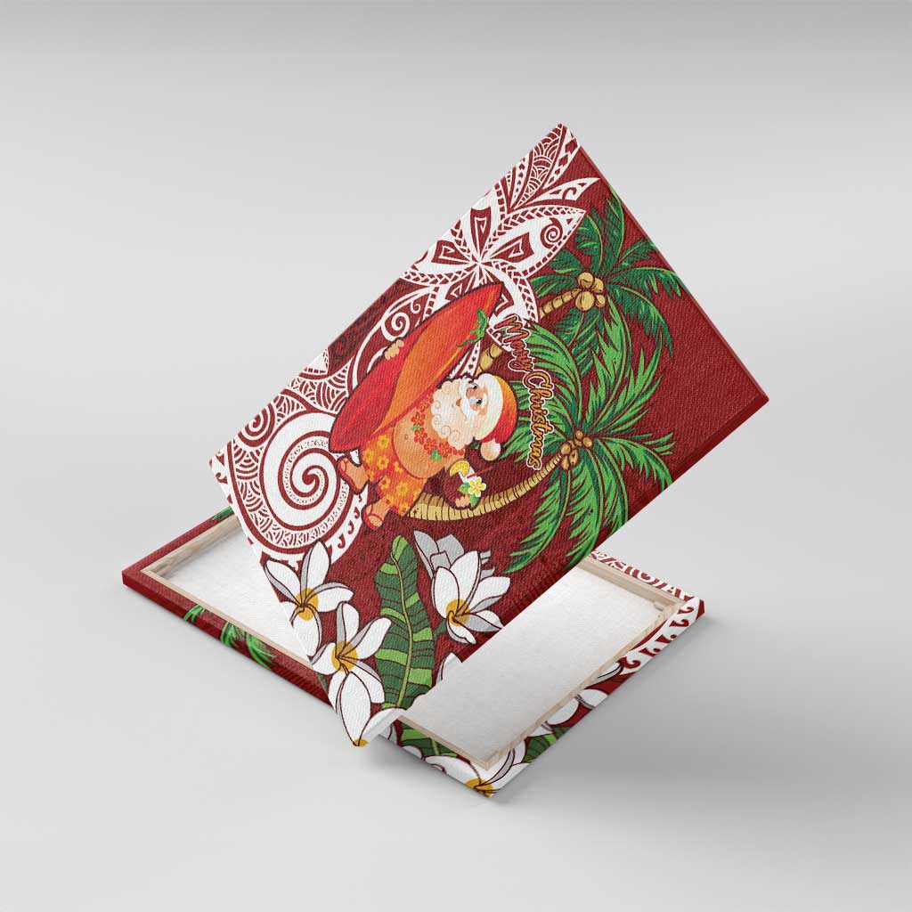 Polynesian Canvas Wall Art Tropical Santa - Plumeria Red Vintage