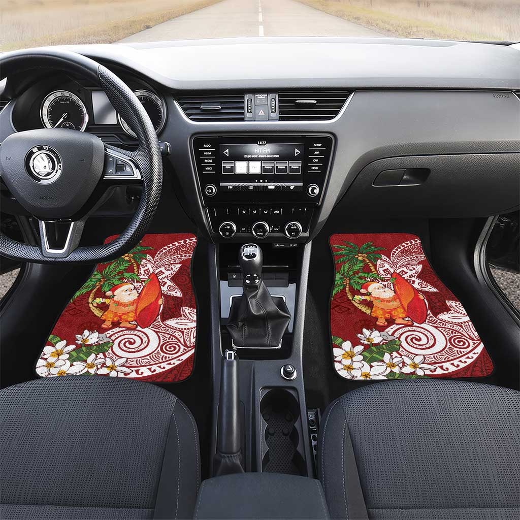 Polynesian Car Mats Tropical Santa - Plumeria Red Vintage