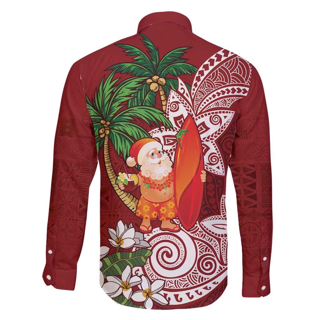 Polynesian Family Matching Mermaid Dress and Hawaiian Shirt Tropical Santa - Plumeria Red Vintage