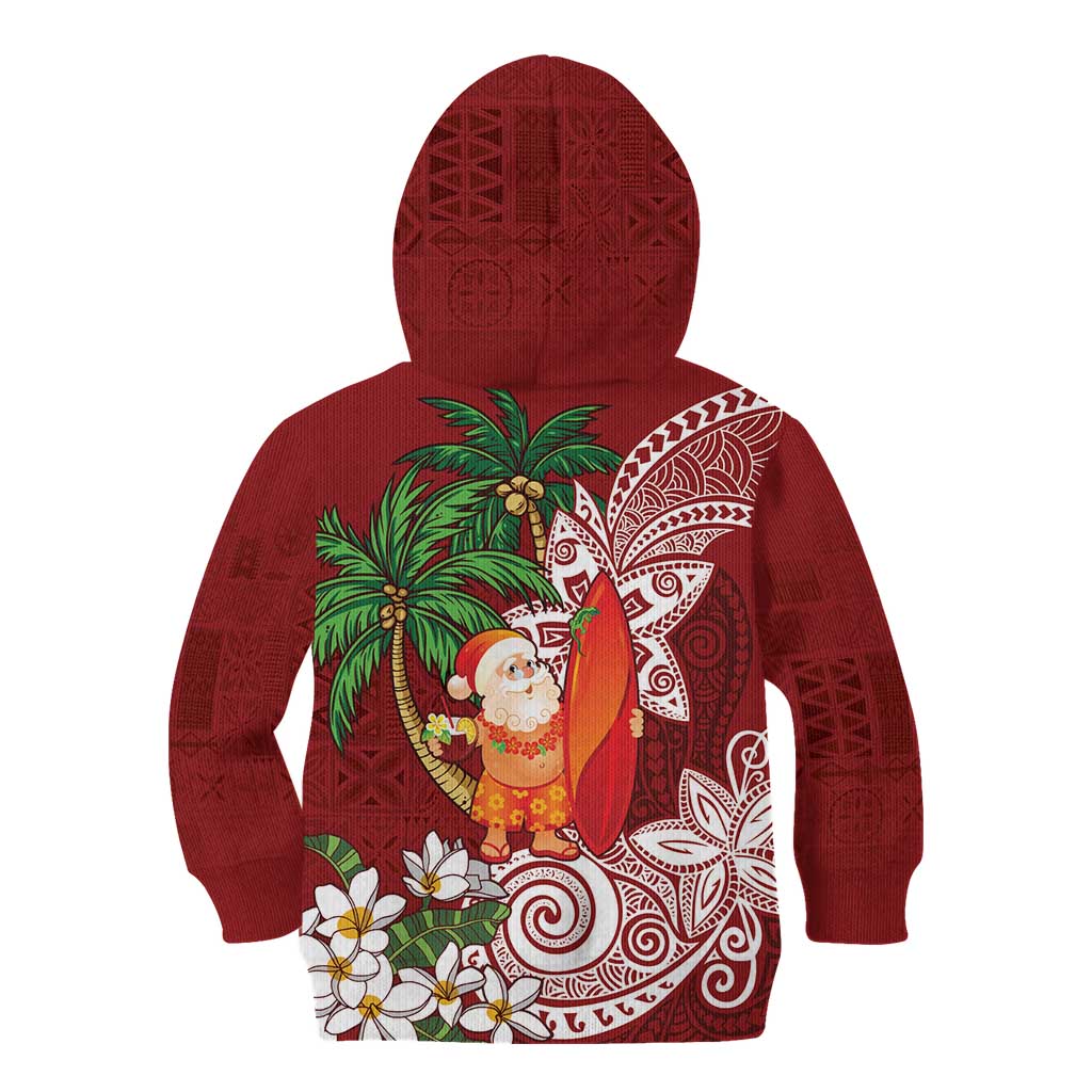 Polynesian Kid Hoodie Tropical Santa - Plumeria Red Vintage LT7 - Polynesian Pride