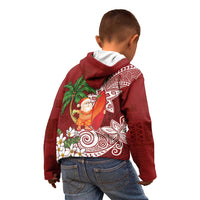 Polynesian Kid Hoodie Tropical Santa - Plumeria Red Vintage LT7 - Polynesian Pride