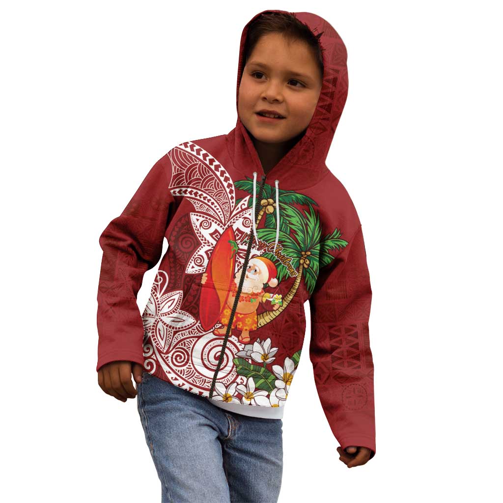 Polynesian Kid Hoodie Tropical Santa - Plumeria Red Vintage LT7 - Polynesian Pride