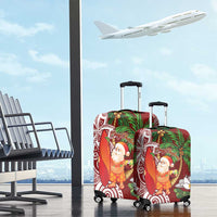 Polynesian Luggage Cover Tropical Santa - Plumeria Red Vintage
