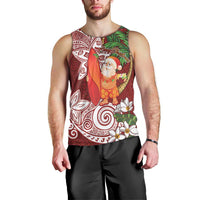 Polynesian Men Tank Top Tropical Santa - Plumeria Red Vintage