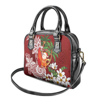 Polynesian Shoulder Handbag Tropical Santa - Plumeria Red Vintage