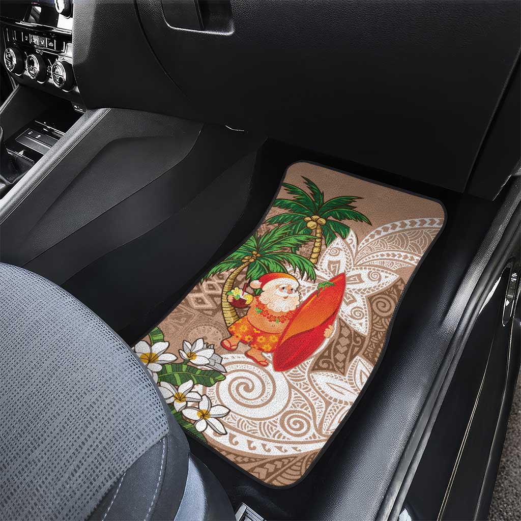 Polynesian Car Mats Tropical Santa - Plumeria Beige Vintage