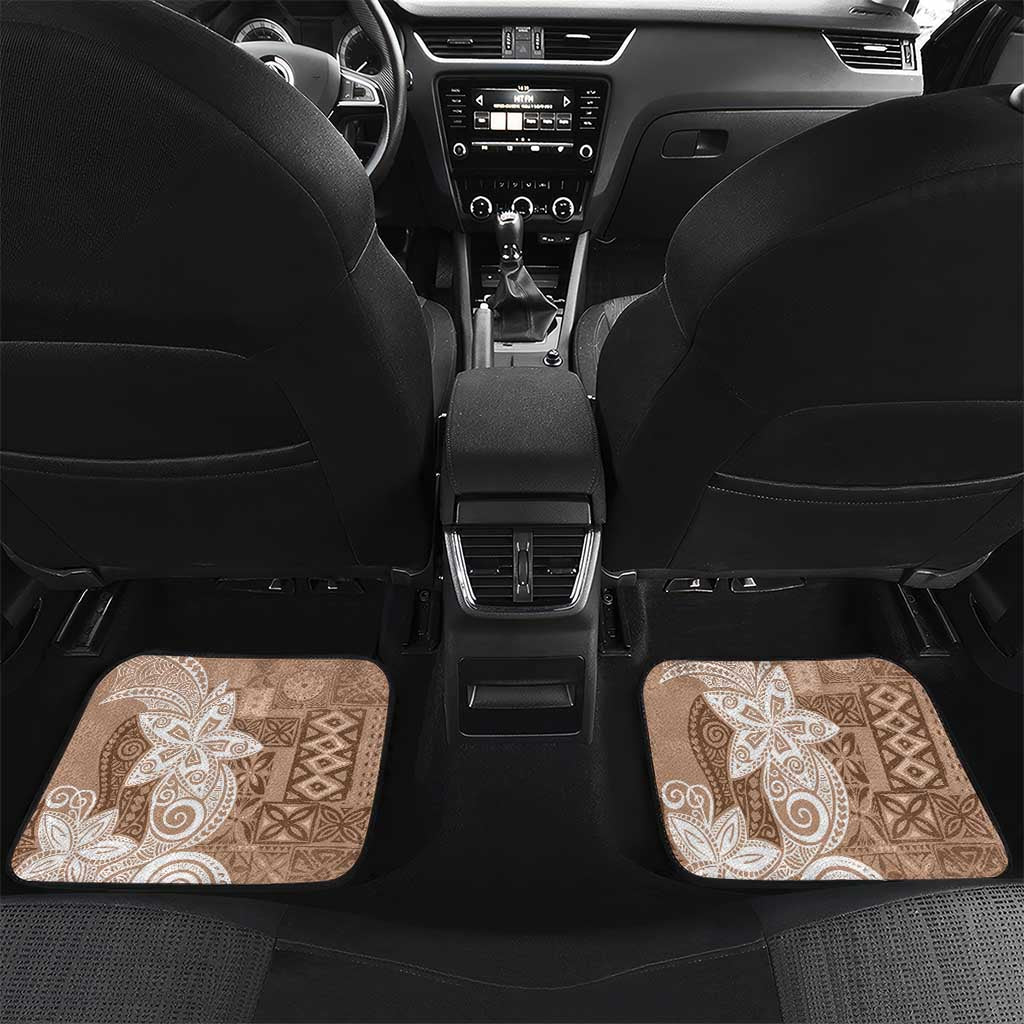 Polynesian Car Mats Tropical Santa - Plumeria Beige Vintage