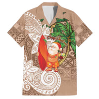 Polynesian Family Matching Tank Maxi Dress and Hawaiian Shirt Tropical Santa - Plumeria Beige Vintage