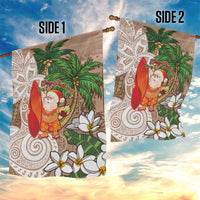 Polynesian Garden Flag Tropical Santa - Plumeria Beige Vintage