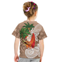 Polynesian Kid T Shirt Tropical Santa - Plumeria Beige Vintage LT7 - Polynesian Pride