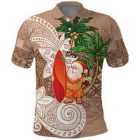 Polynesian Polo Shirt Tropical Santa - Plumeria Beige Vintage LT7 Beige - Polynesian Pride